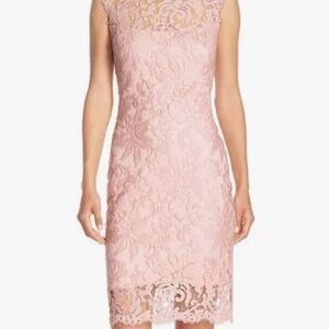 Tadashi Shoji Blush Pink Sheath Midi Dress Sleeveless Scoop Neck